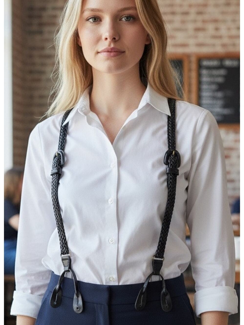 Vintage 90's Unique Braided Leather Suspenders